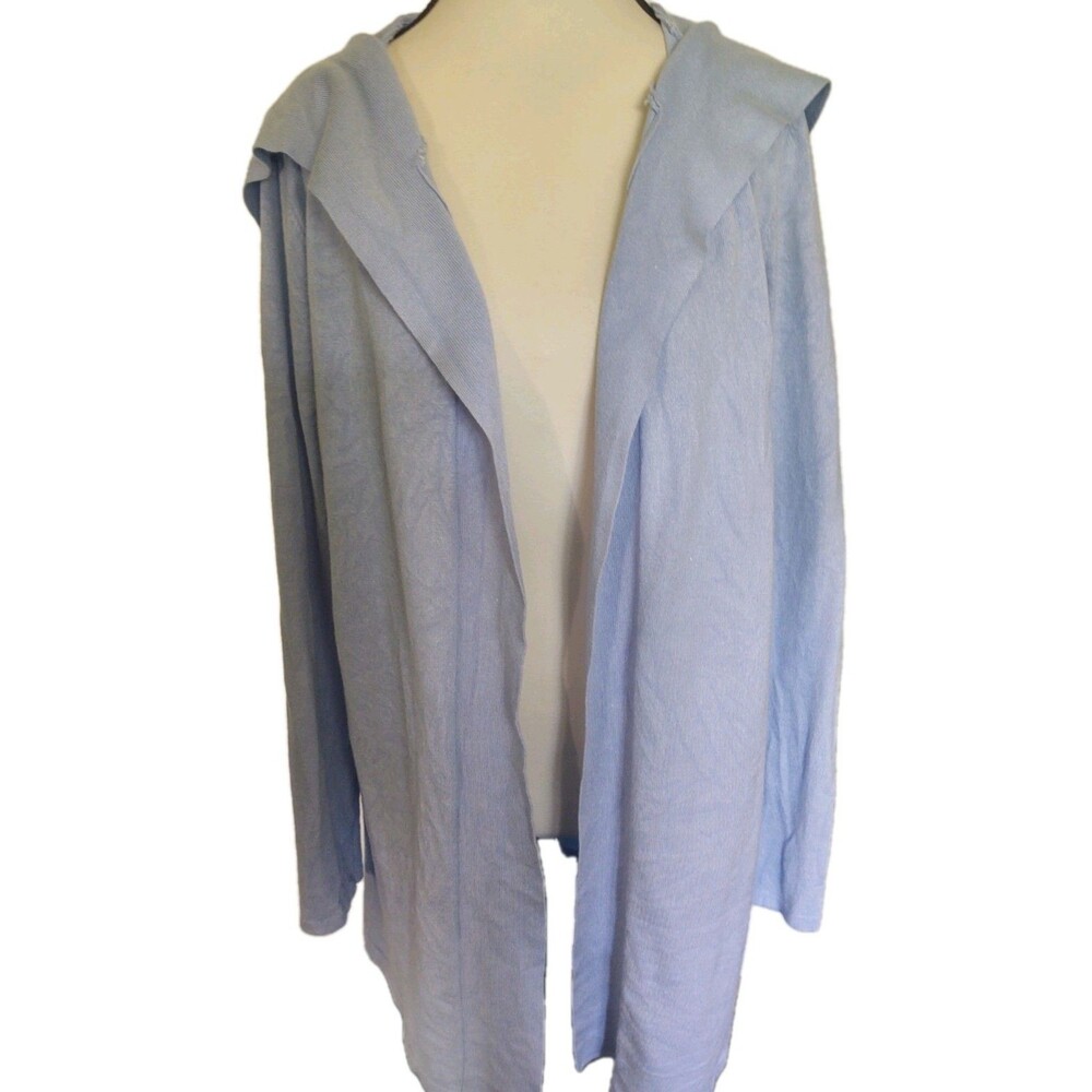 Cyrus Evolution M Hooded Open Front Cardigan Light Blue Long Sleeve Women's